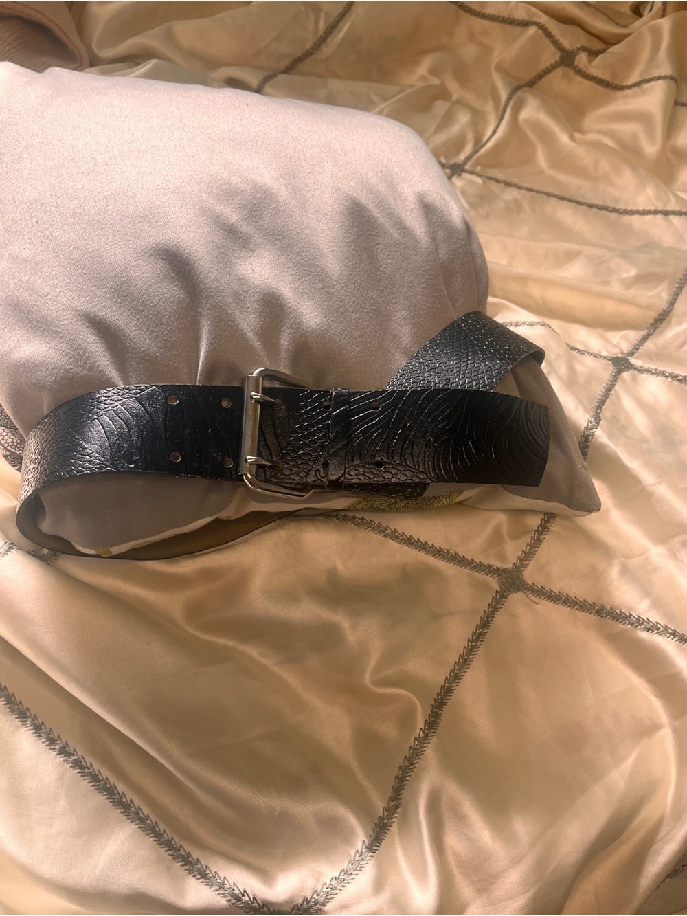 1980s Women's Hip Belt with Silver Buckle - Faux Leather